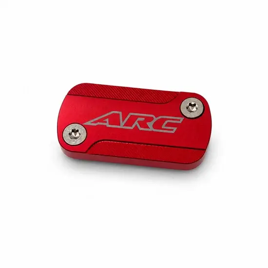 Miniature : ARC AC‑MC100 billet aluminum Nissin front brake reservoir cap for multiple Beta, Honda and Kawasaki models. Red