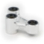 Precision-machined Luxon N2D knuckle showing revised motion ratio design for improved suspension performance.