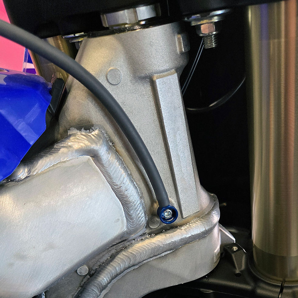 Yamaha fuel line vent bracket rerouting fuel hose to frame, anodized blue or black