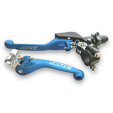 ARC DC-8 clutch perch & brake lever in aluminum blue for the Yamaha's rear view
