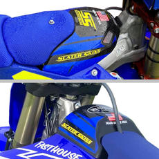 Slater Skins High Flow Air Box Cover is a product that increases the air flow and volume to allow more air inside, resulting in a noticeable power improvement over the stock cover. The cover is designed to fit the Yamaha’s YZ250F/X YZ450F/X, WR250F, and WR450F models from 2018-2024. It is made of plastic and comes with a washer clip to use with the stock Dzus fastener. The Slater Skins High Flow Air Box Cover is available for purchase at Mx Factory Parts Ltd, UK.