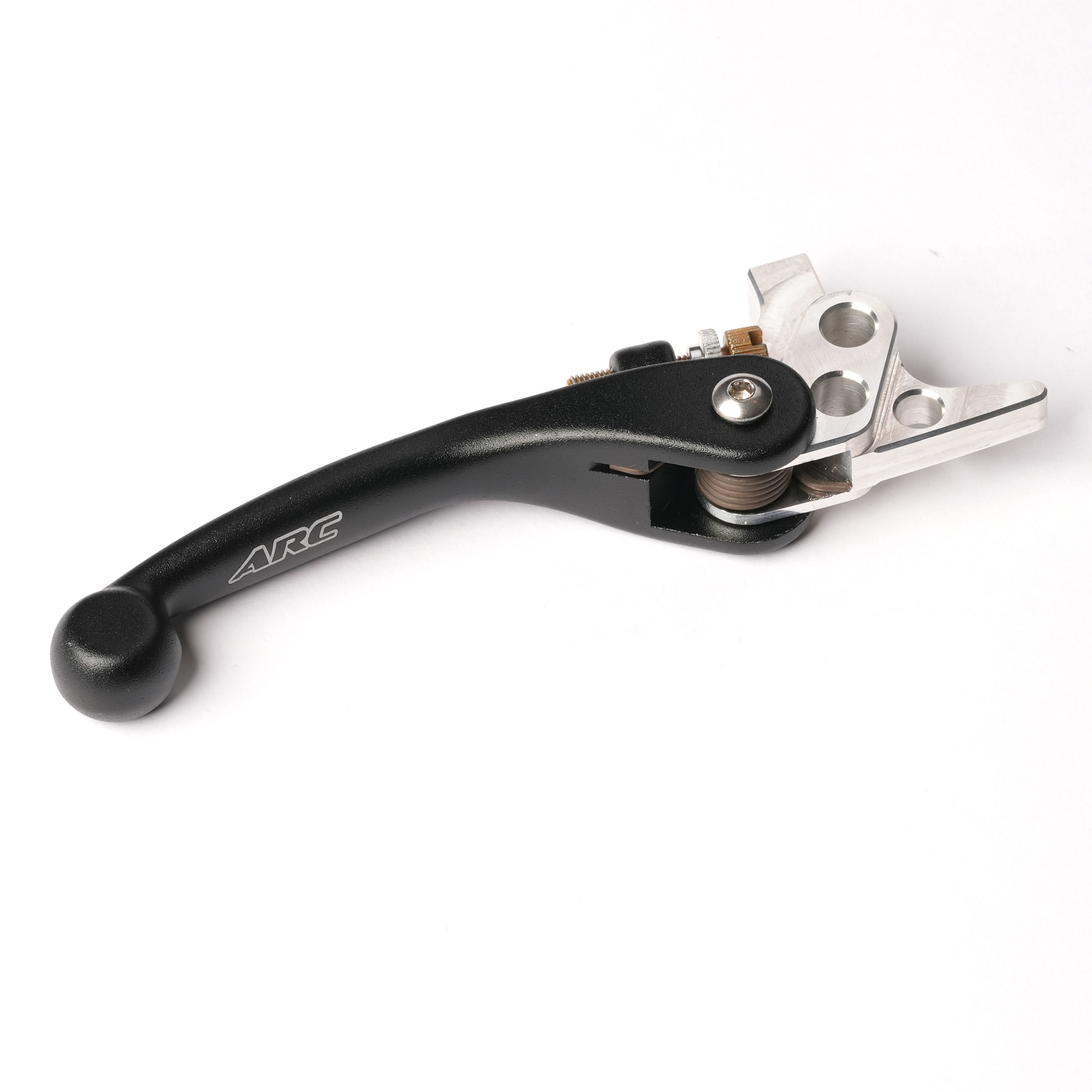 ARC Levers, brake lever KTM with Brembo master cylinders, black aluminum, front view