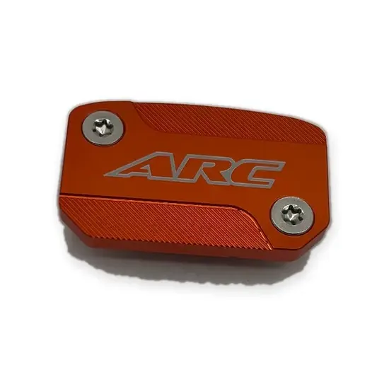 Miniature : ARC AC‑MC101 Brembo reservoir cap for front brake, clutch and left‑hand brake on multiple off‑road motorcycles. Orange