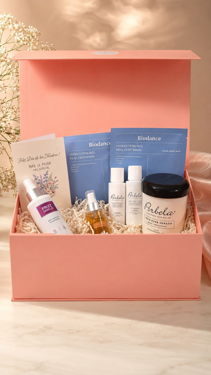 Mother’s Day Luxury Hair Care Gift Box open with Porbela products