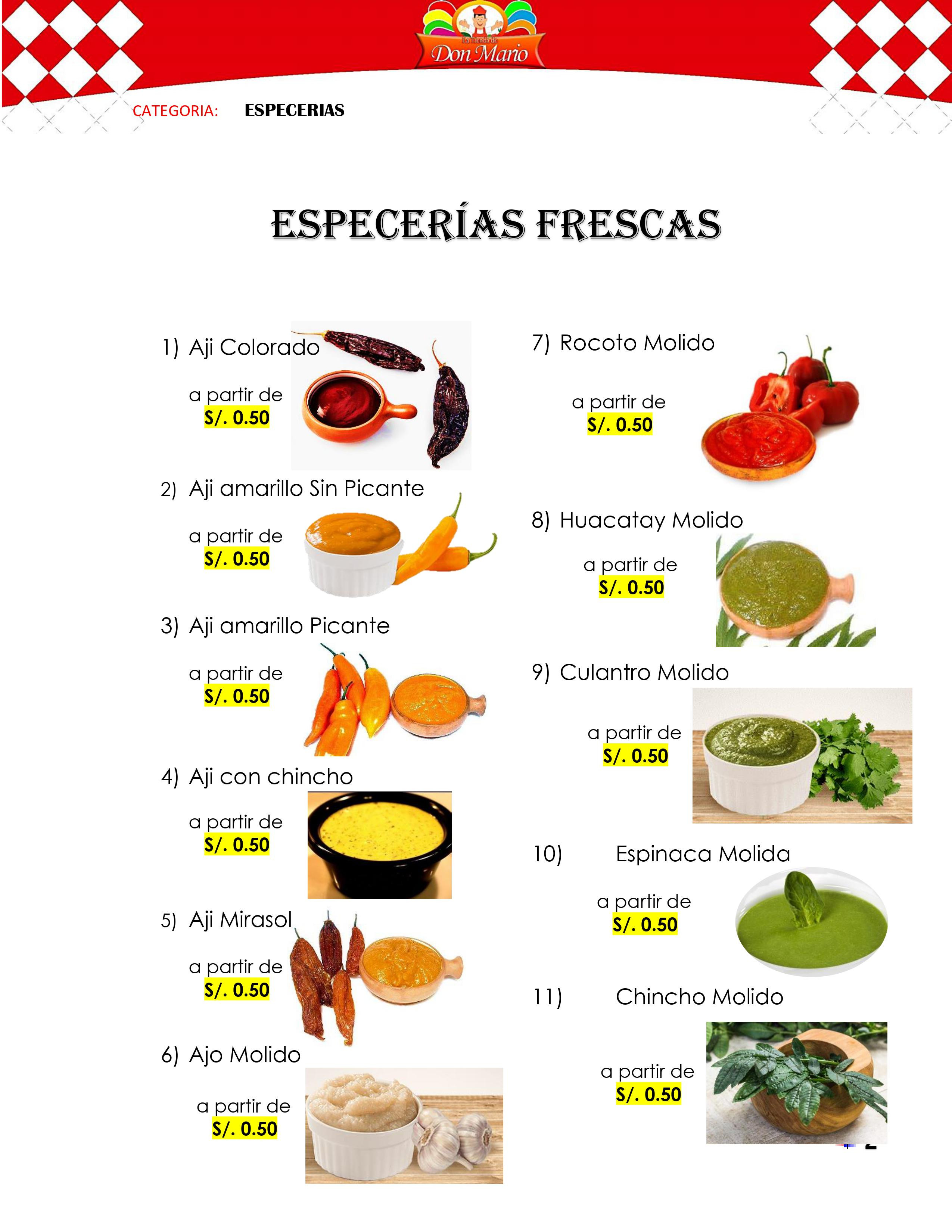 ESPECERIAS FRESCAS