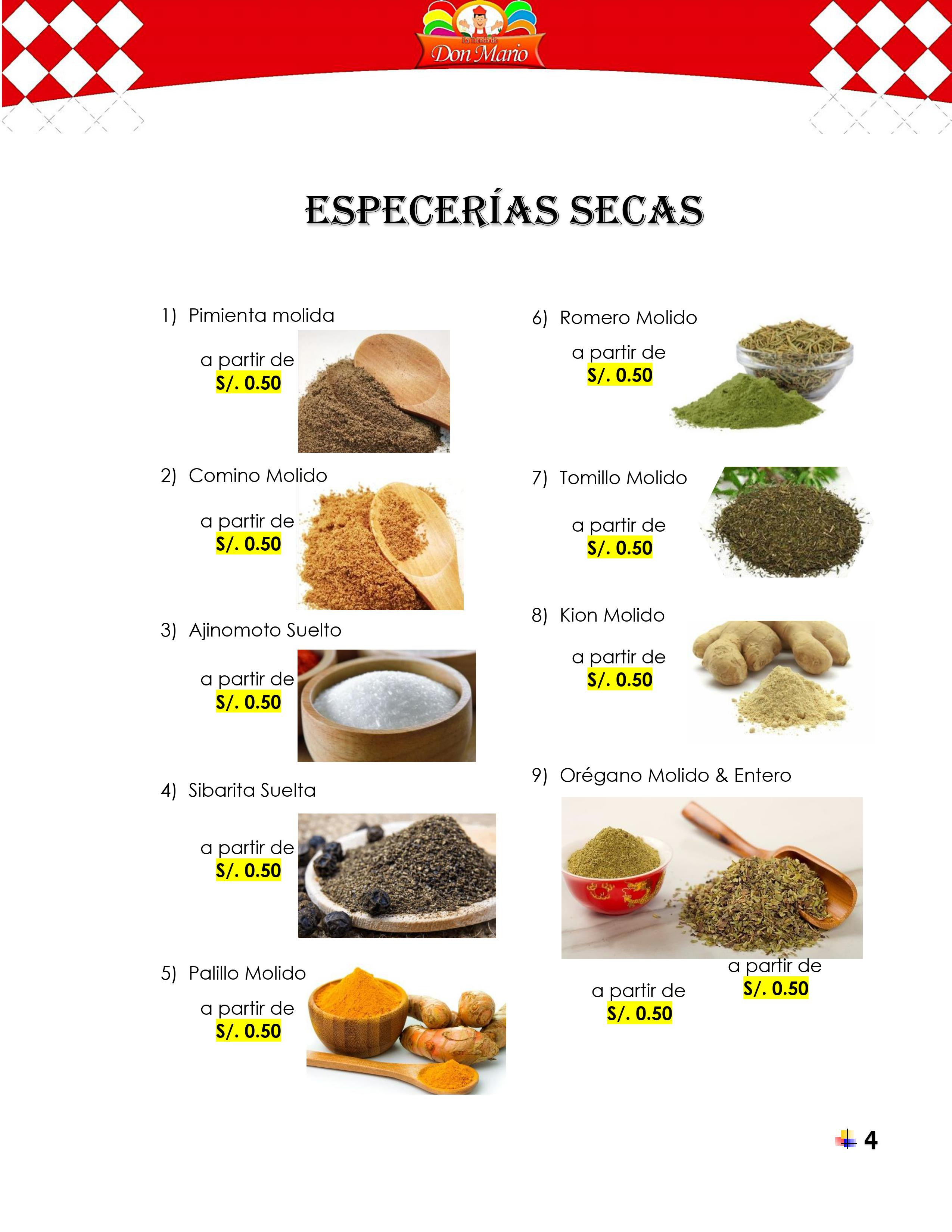 ESPECERIAS SECAS