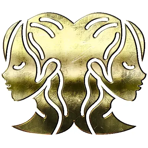 Golden Gemini symbol illustrating the dual nature of communication and connection.