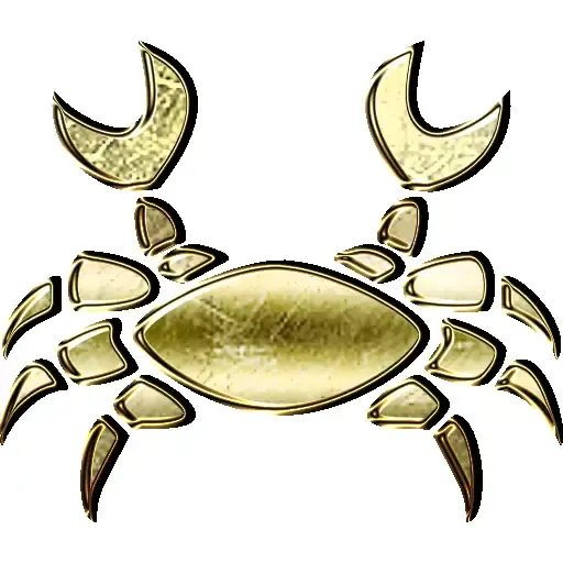 Golden depiction of the Cancer zodiac symbol, embodying the nurturing and protective qualities associated with this astrological sign.
