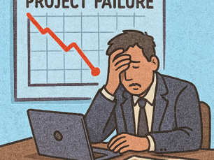 Businessman troubled by project failure as graph shows decline in performance