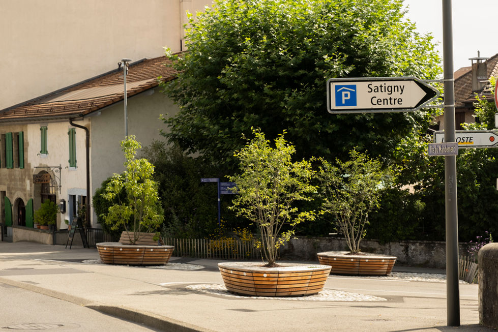 Entrée de rue végétalisée pour ralentir le trafic