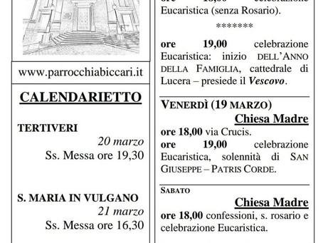 Foglietto settimanale parrocchiale 14 Marzo 2021