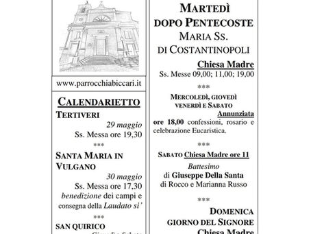 Foglietto settimanale parrocchiale 23 Maggio 2021