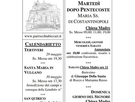 Foglietto settimanale parrocchiale 23 Maggio 2021