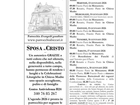 Foglietto settimanale parrocchiale 11 gennaio 2026