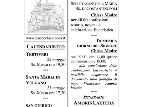 Foglietto settimanale parrocchiale 16 Maggio 2021