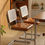 Thumbnail: Vintage Rattan Arch Leather Stool