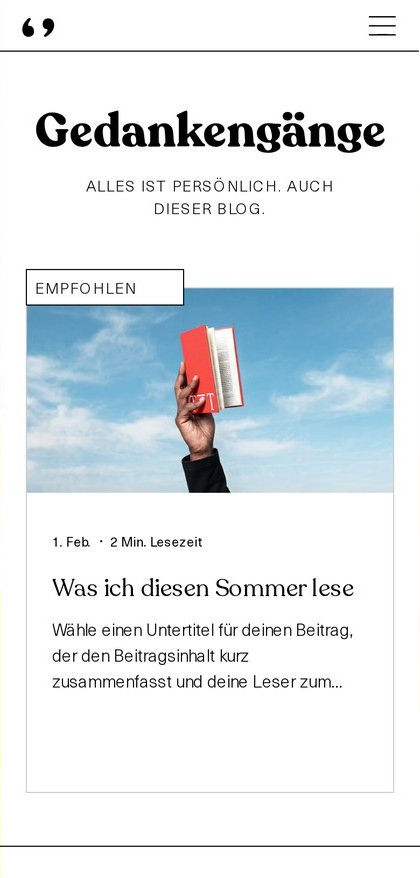 Website-Vorlage für einen persönlichen Blog