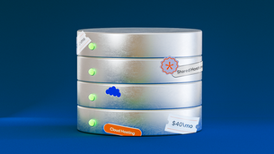 Webhosting Kosten. Beispielbild für Hosting mit Stickern drauf: Shared Hosting, $40/mo, Cloud Hosting