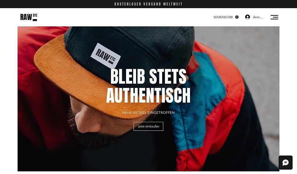 Website-Vorlage für einen Onlineshop für Caps und Hüte
