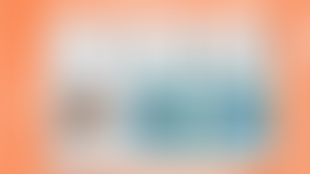 Portfolio Website-Design mit "Sofia Miller"-Überschrift, Portrait einer Frau, Vasen auf blauem Hintergrund. Orange-weißes Farbschema, links Text "Über Mich".