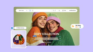 Ki Bilderstellung kostenlose Website Beispile mit Paar, dass Mützen trägt und Pullover