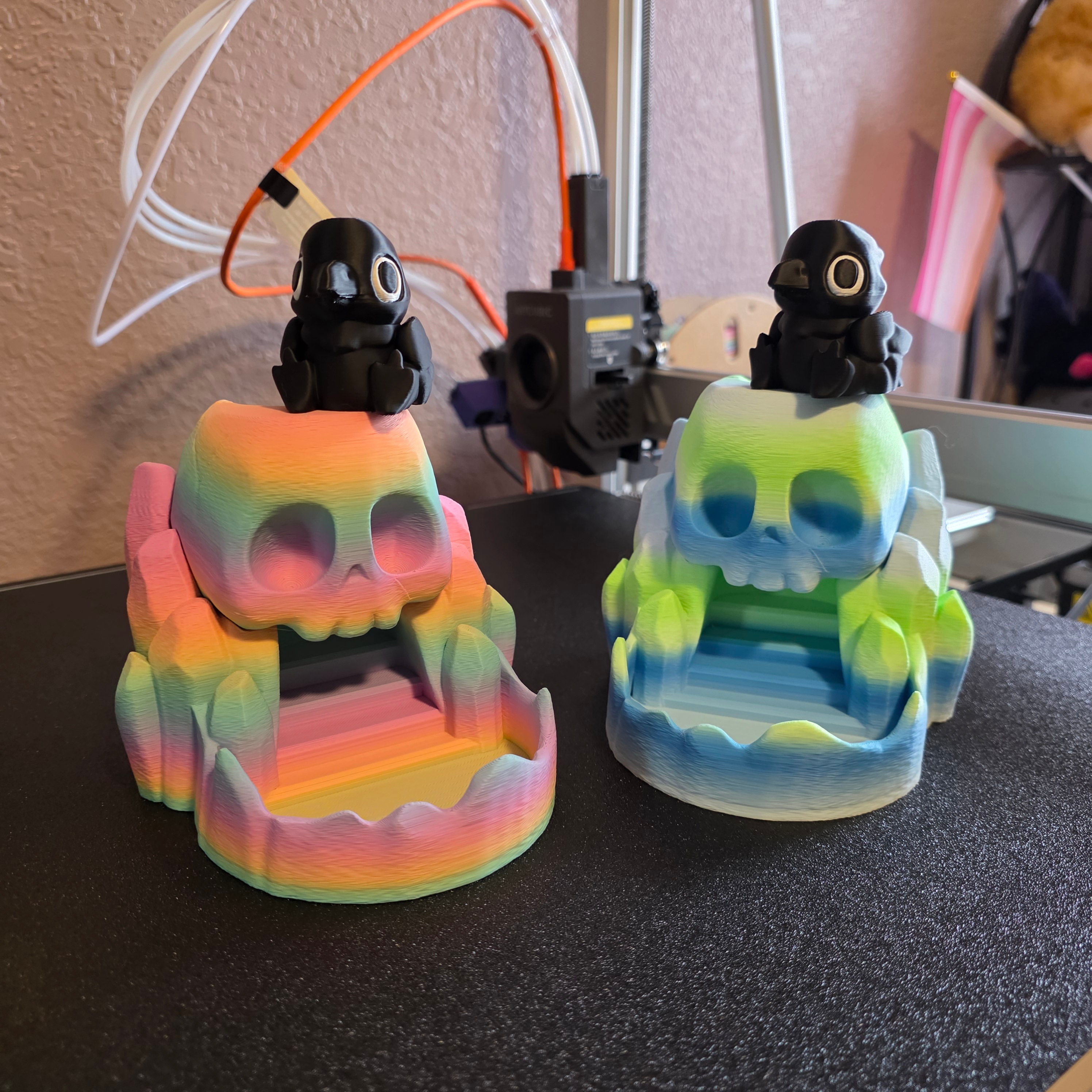 Candy Skull Dice Tower with Crow Guardian