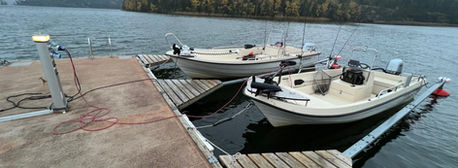 We charge the electric motors of boats on the pier