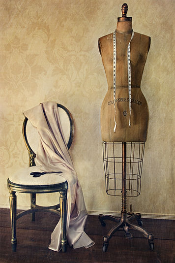 Antique dress form and chair with vintage look.jpg