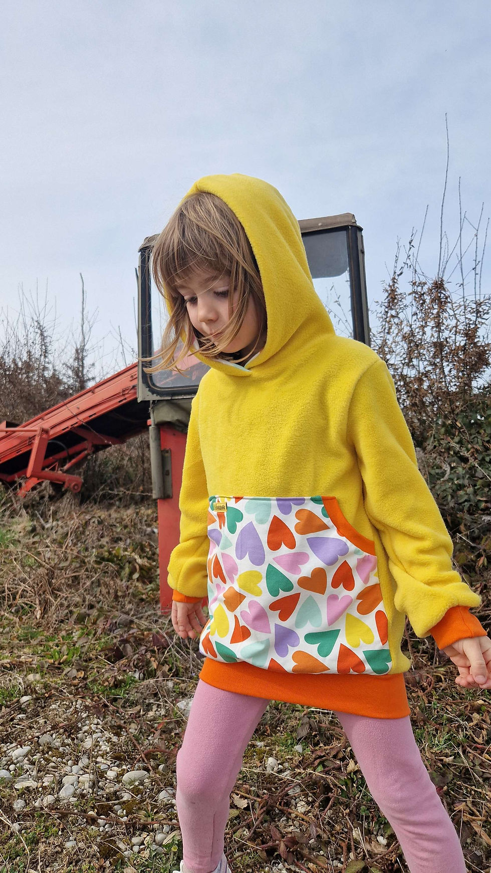 Miniaturbild: Fleecehoodie Herzen bunt