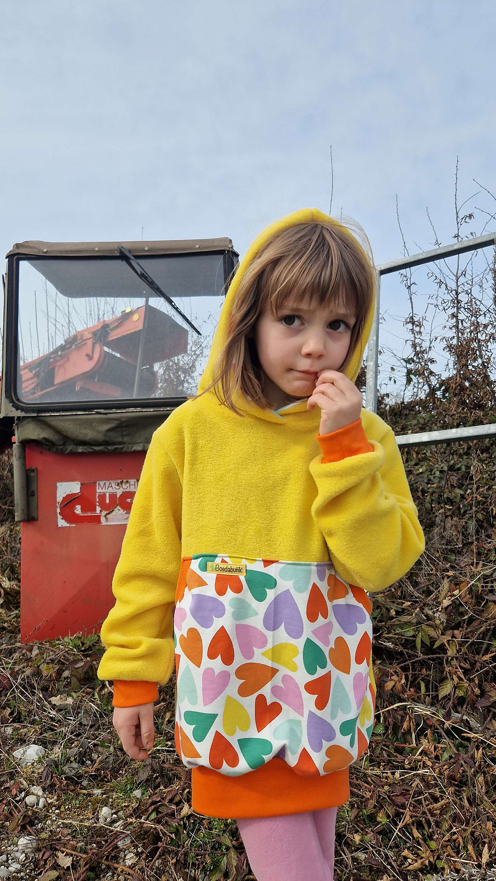 Miniaturbild: Fleecehoodie Herzen bunt
