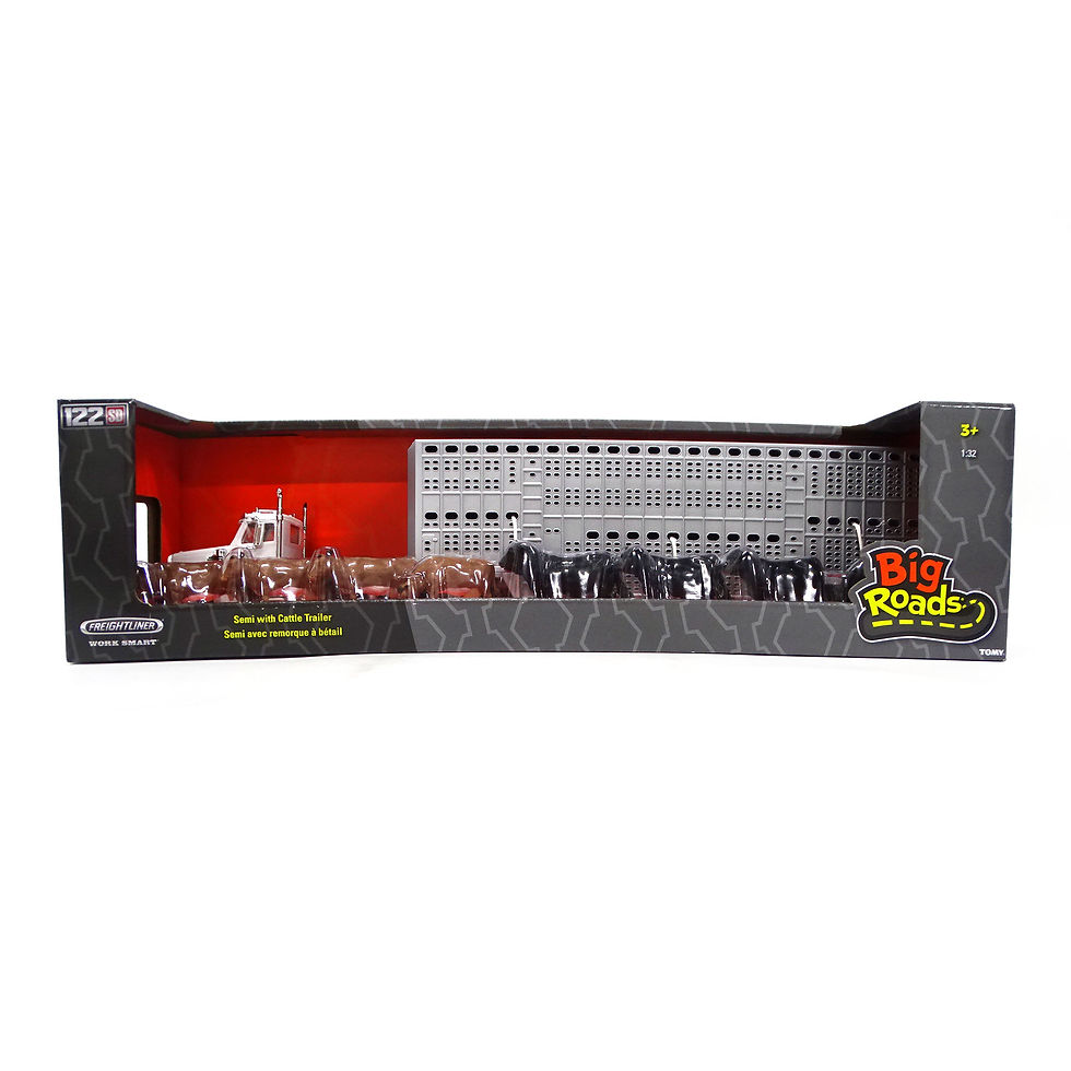 Miniatura: 1:32 FREIGHTLINER 122SD SEMI WITH CATTLE TRAILER