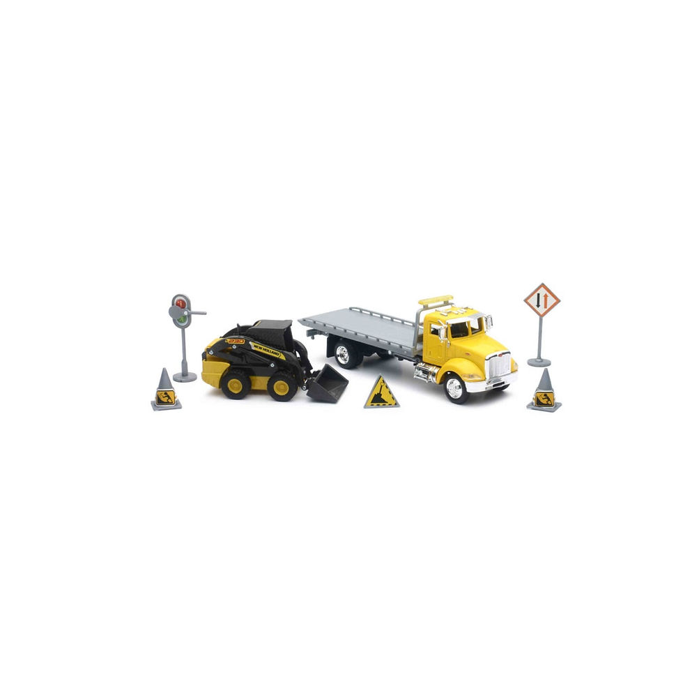 Miniatura: New Ray 8" Peterbilt Roll-Off Truck with New Holland Skid Steer and Accesso