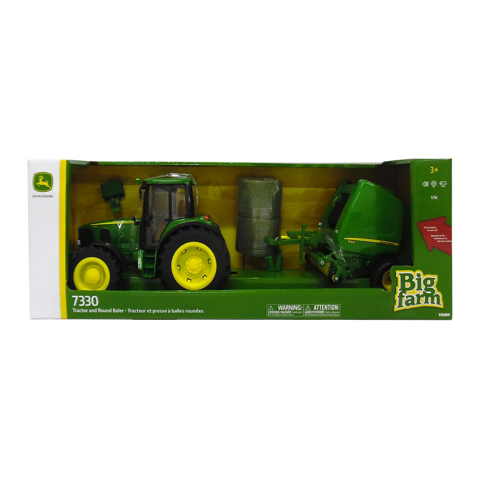 Miniatura: 1:16 BIG FARM JOHN DEERE TRACTOR AND BALER SET