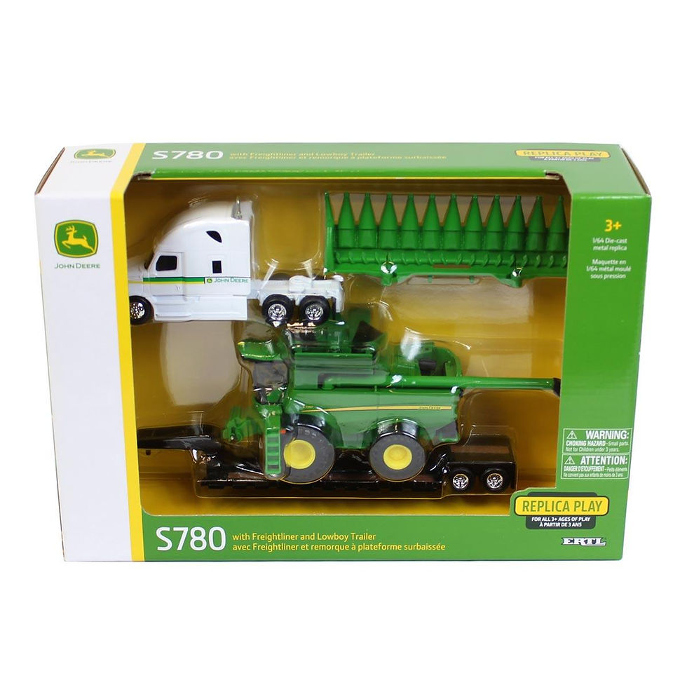 Miniatura: 1:64 JOHN DEERE Cosechadora S780 con semirremolque Freightliner y Remolque