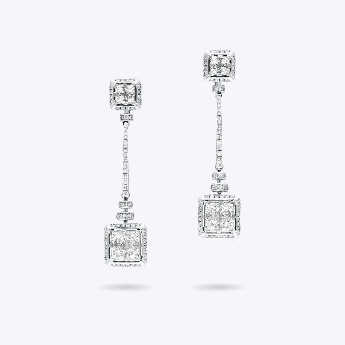Two-stone Halo Lab Diamond Dangle Earrings