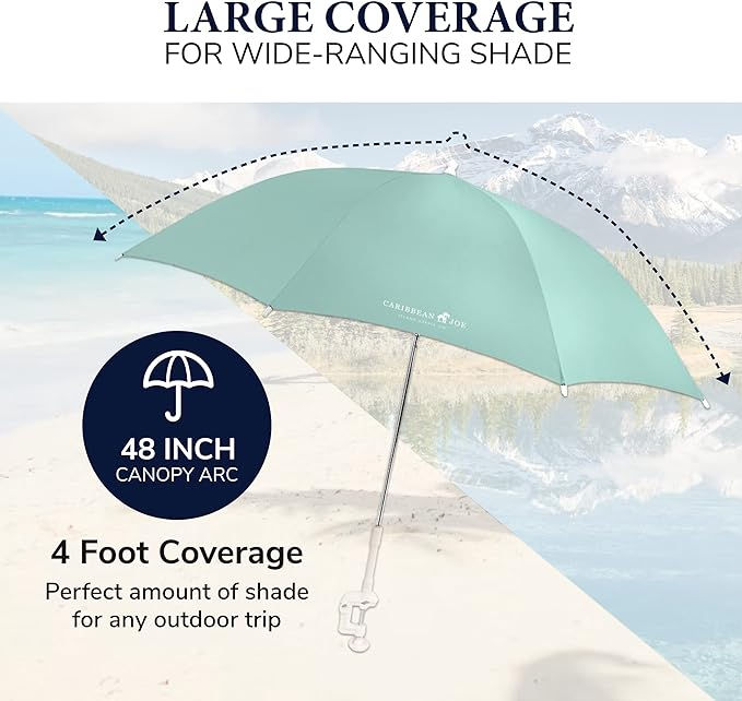 Thumbnail: Beach Camping Umbrella for Chair, Adjustable and Universal Clamp 48Inch Arch