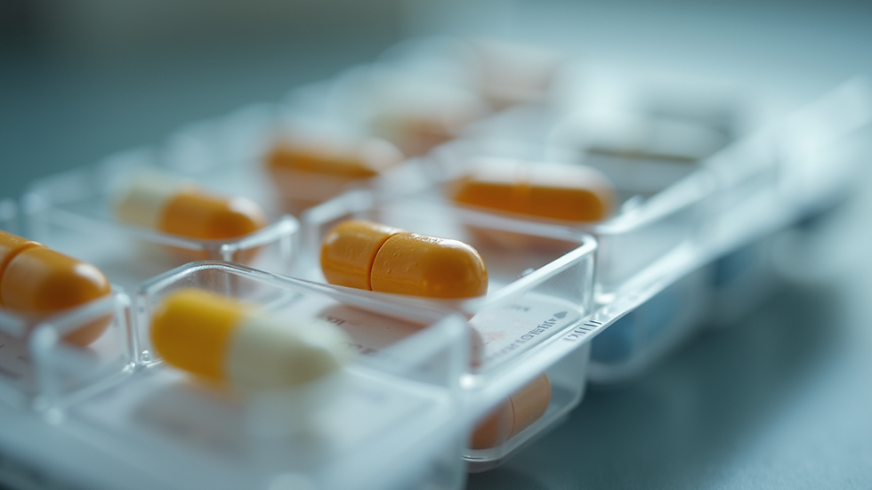 Close-up view of hormone therapy medication in a pill organizer