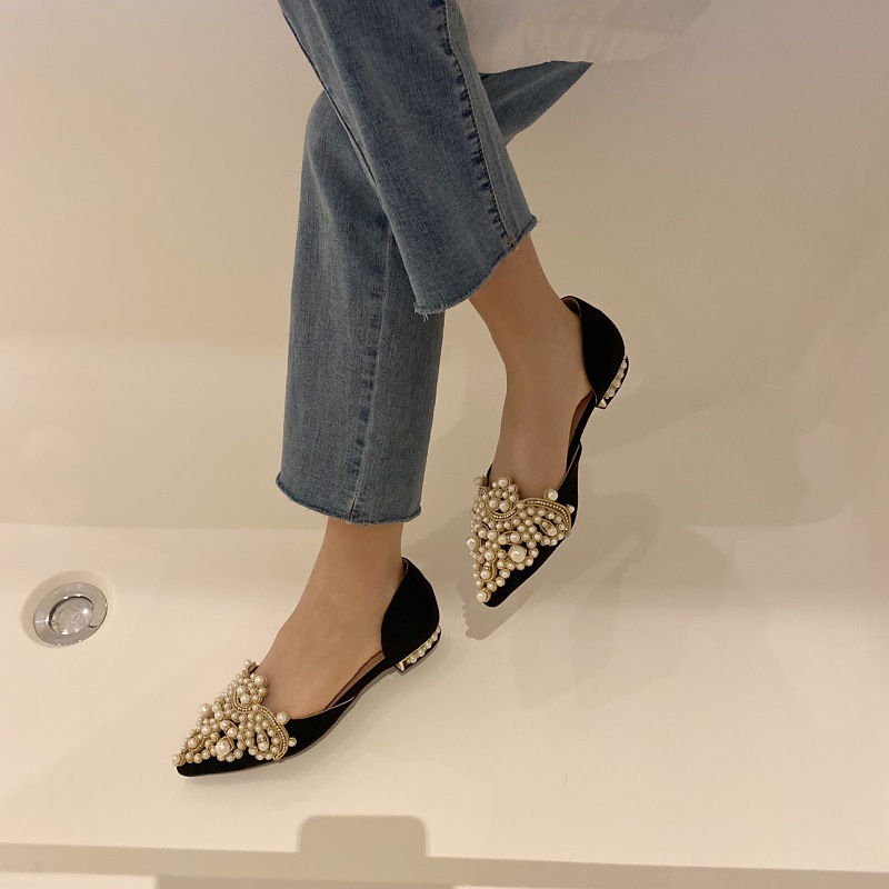 Miniatura: Luxury Women's Shoes Fashion Pearl Flats Pointed Toe Elegant Loafer Spring Summe