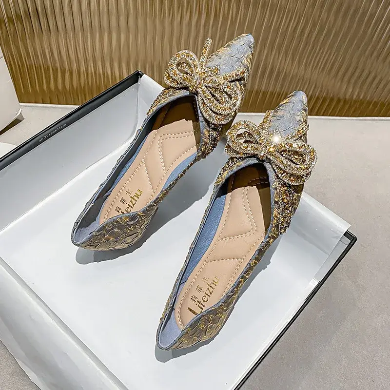 Miniatura: Women Flat Elegant Fashion Women Flat Fashion Ballet Shoes Ladies Bling Crystal 