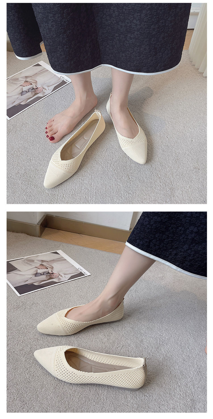 Miniatura: 2025 Women Pointed Toe Flats Breathable Fabric Spring Summer Flat Shoes Soft Sol