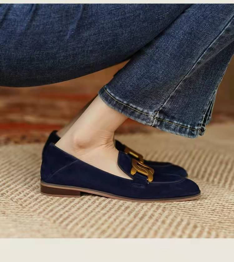 Miniatura: Vintage Slip on Loafers 2022 New Spring Autumn Women Metal Decoration Round Toe 