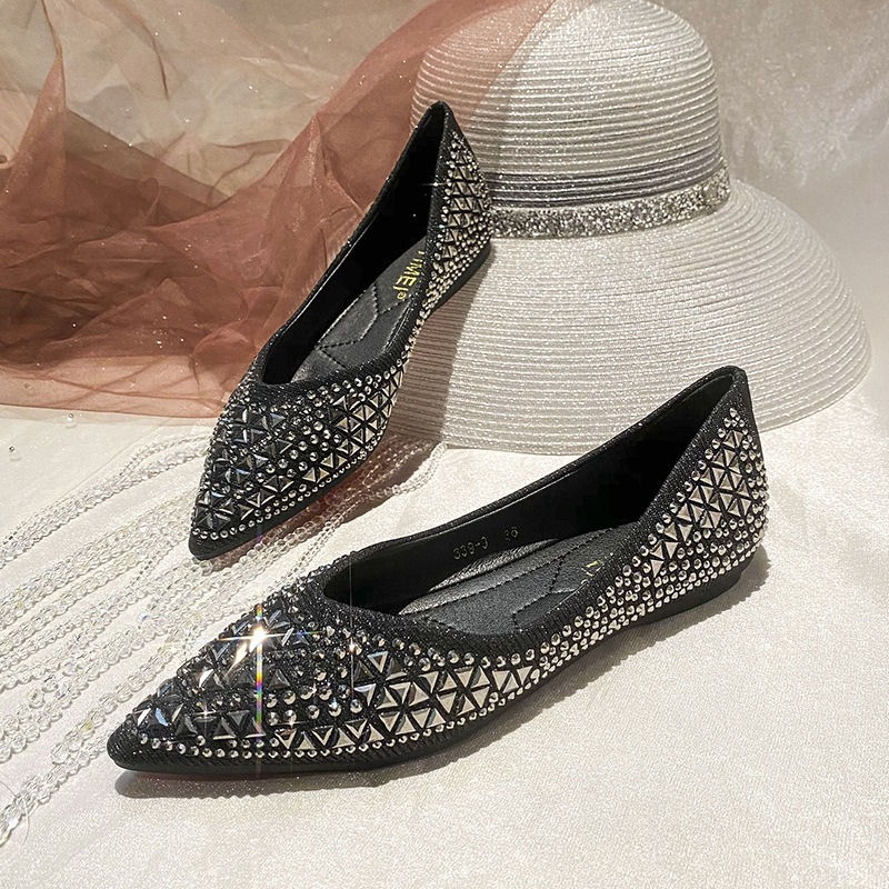Miniatura: Women's Pointed Flats 2025 fashion New Shallow Diamond Soft Sole Butterfly Shoes