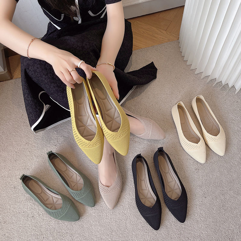 Miniatura: 2025 Women Pointed Toe Flats Breathable Fabric Spring Summer Flat Shoes Soft Sol