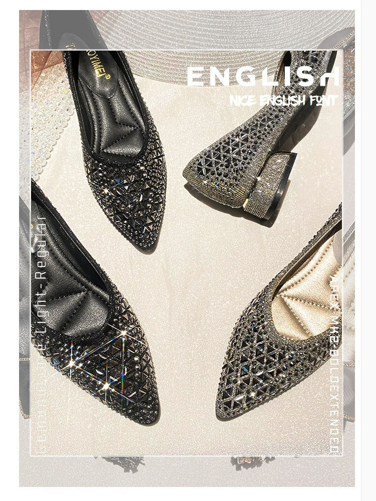 Miniatura: Women's Pointed Flats 2025 fashion New Shallow Diamond Soft Sole Butterfly Shoes