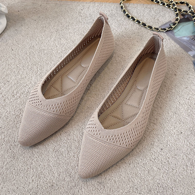 Miniatura: 2025 Women Pointed Toe Flats Breathable Fabric Spring Summer Flat Shoes Soft Sol
