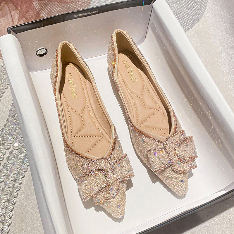 Classic rhinestone casual single shoe women's summer 2024 new full diamond ladie