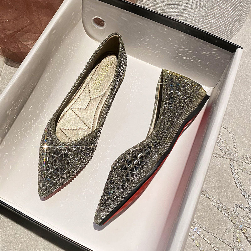 Miniatura: Women's Pointed Flats 2025 fashion New Shallow Diamond Soft Sole Butterfly Shoes