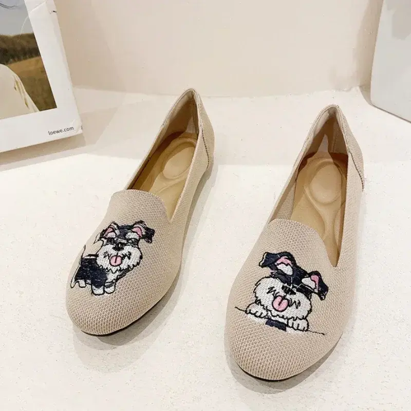 Miniatura: Women Flat Knitted Fashion Round Toe Women's Slip on Flat Casual Ballet Female L