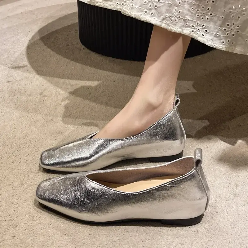 Miniatura: 2026 Women's Loafers Leather Luxury Shoes Sss Grade Silver Heels Gold Pumps Squa