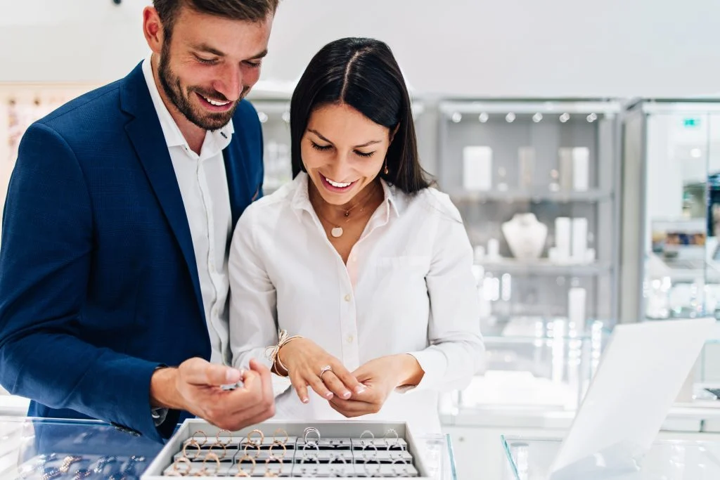 Couple Shopping for Engagement Ring